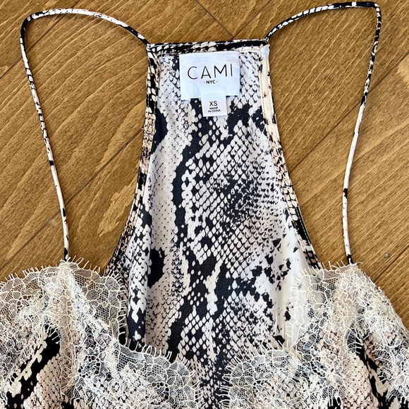 CAMI NYC Racer Snake-Print Charmeuse Cami with Lace (XS) - Picture 7 of 14
